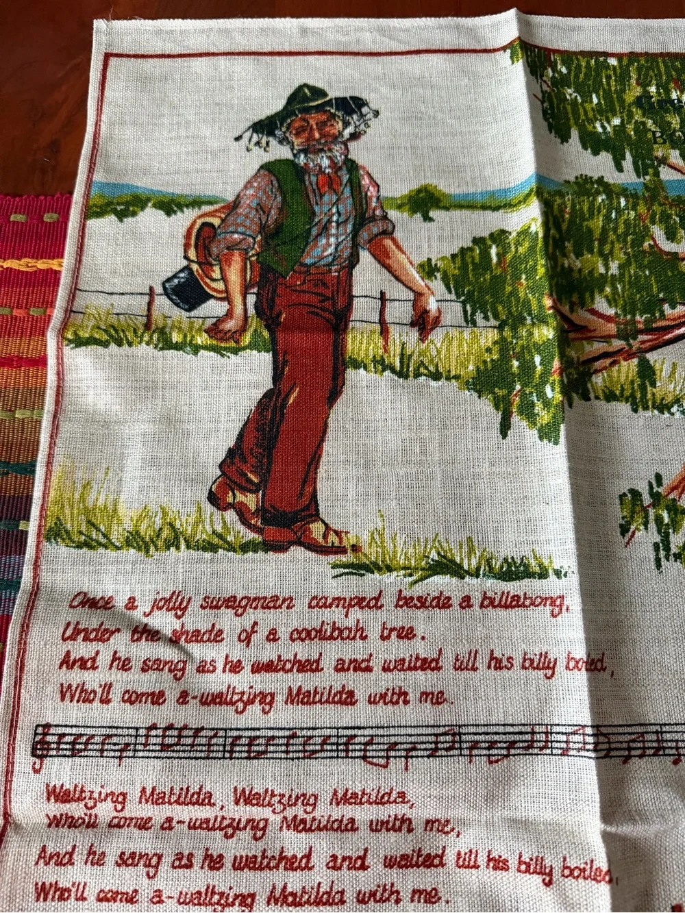 Waltzing Matilda Printed Linen tea towel.
